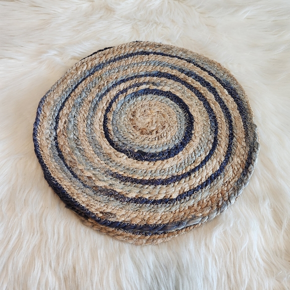 Hobby Lobby Dining Hobby Lobby Round Woven Just Tan Blue Placemat 4